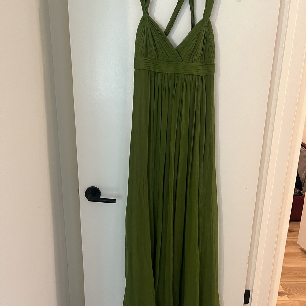 BCBGMaxAzria Vibrant Green Chiffon Maxi Dress